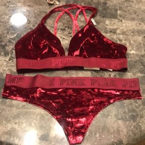 NWT VS PINK VELVET BRA & PANTY SET